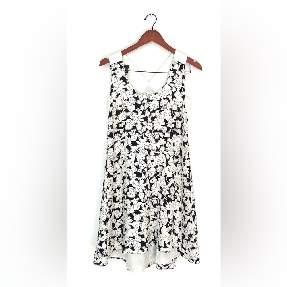 Club Monaco Silk Floral Cut Out Slip Dress White Black Sz 0 floral flower print - Picture 2 of 7